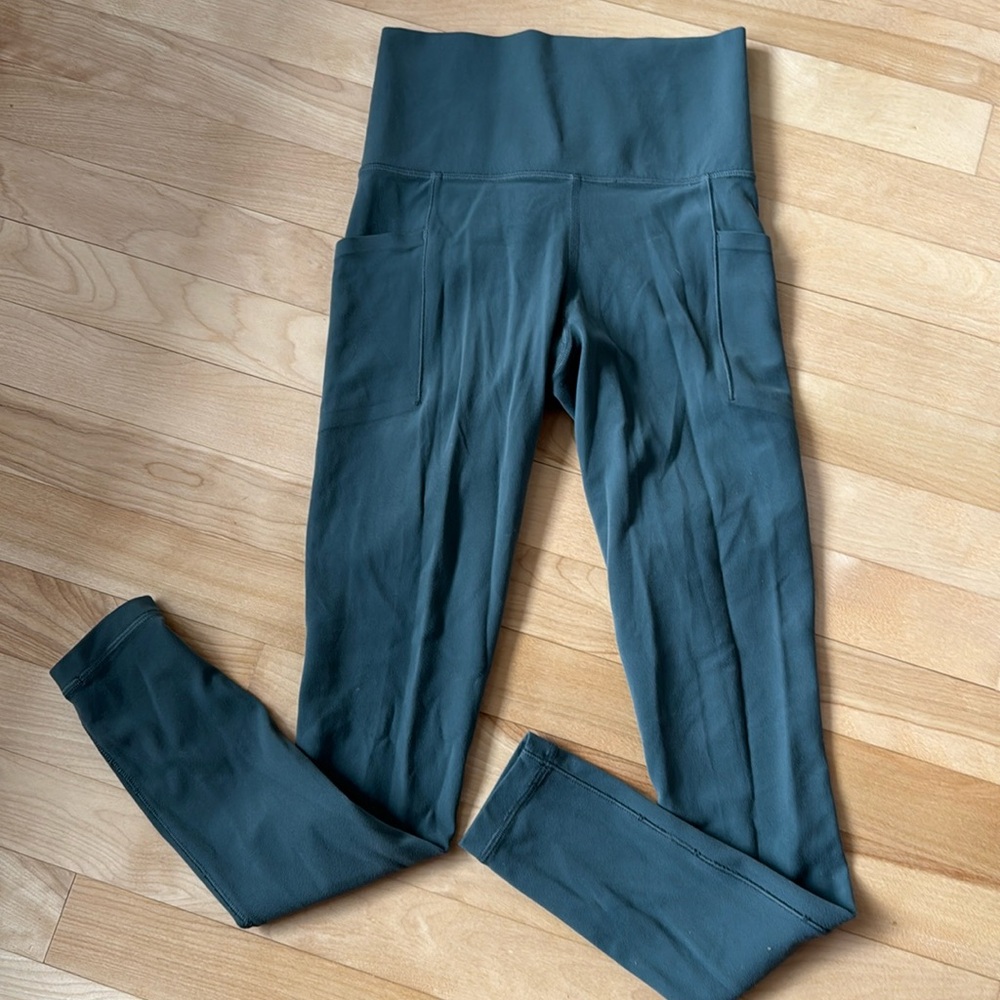 Athleta High-Waisted Dark Teal Leggings pockets XXS